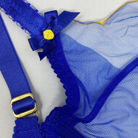 Agent Provocateur Lorna Blue Yellow Bra 32F NWT - Picture 8 of 9